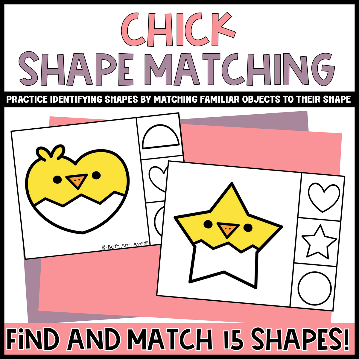 Chick Shape Matching Clip Cards