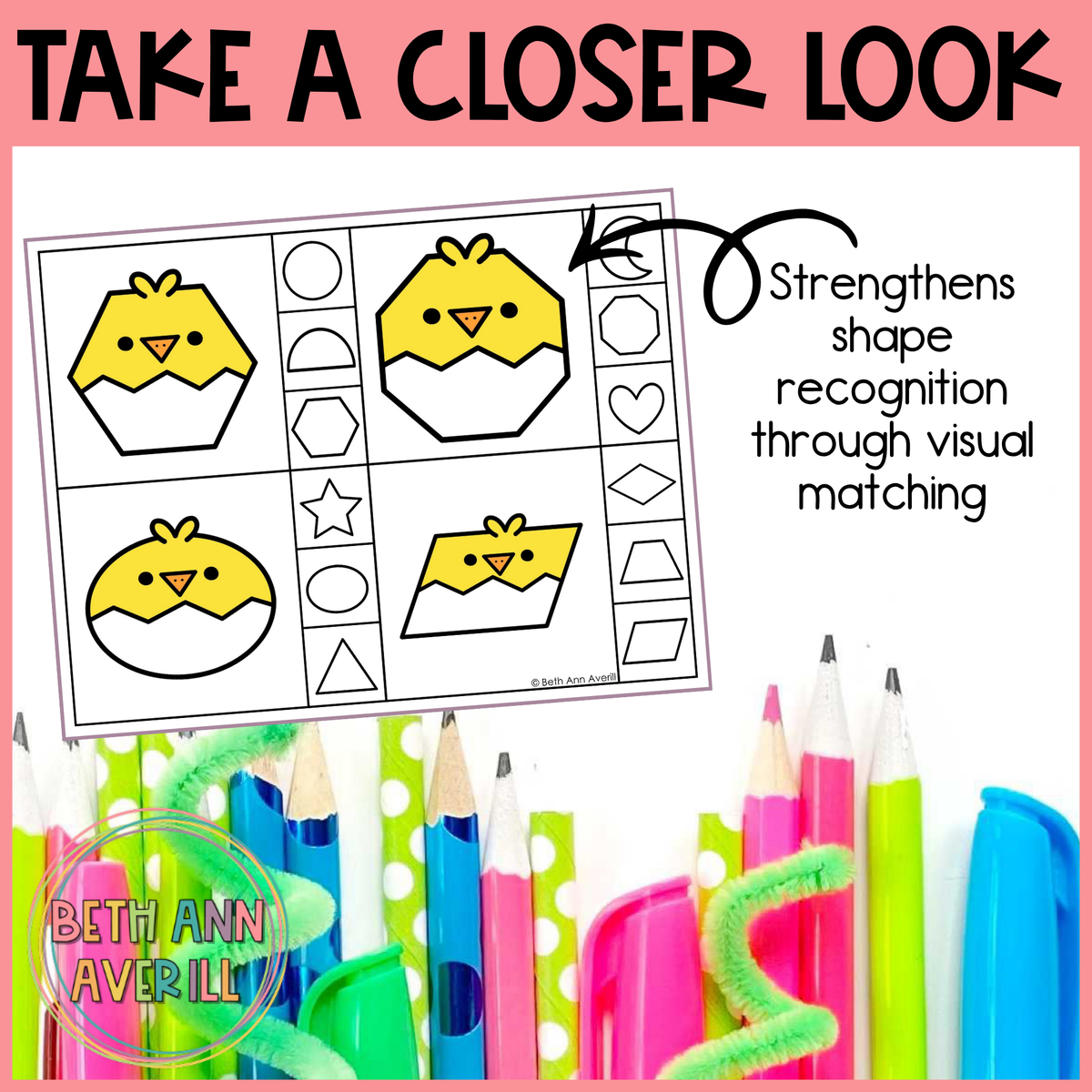 Chick Shape Matching Clip Cards