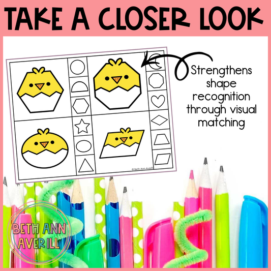 Chick Shape Matching Clip Cards