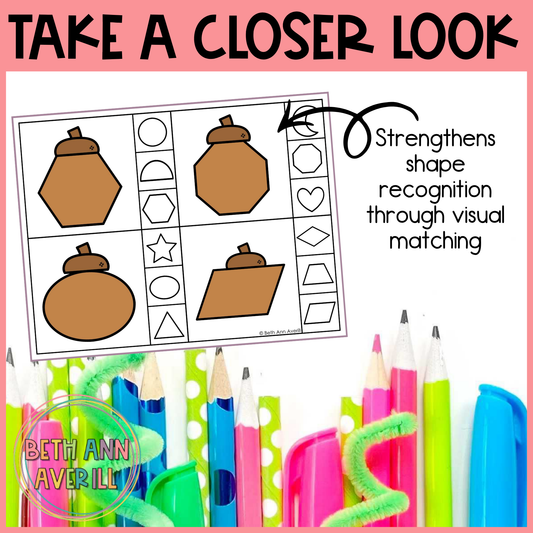 Acorn Shape Matching Clip Cards