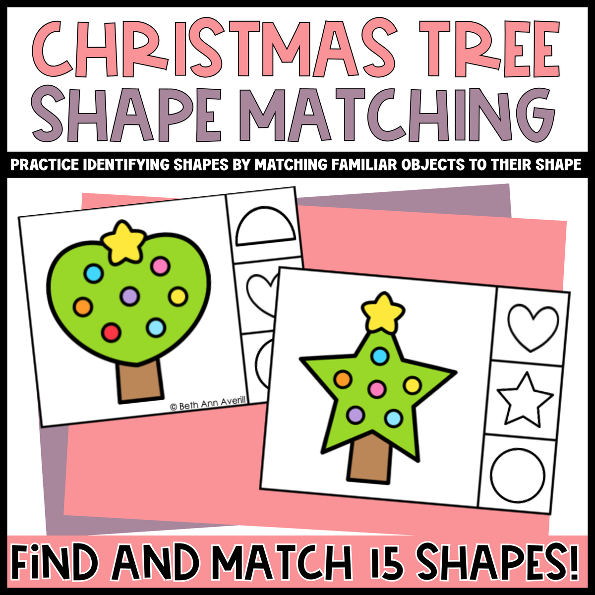 Christmas Tree Shape Matching Clip Cards