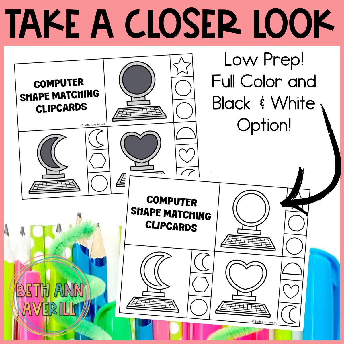 Computer Shape Matching Clip Cards
