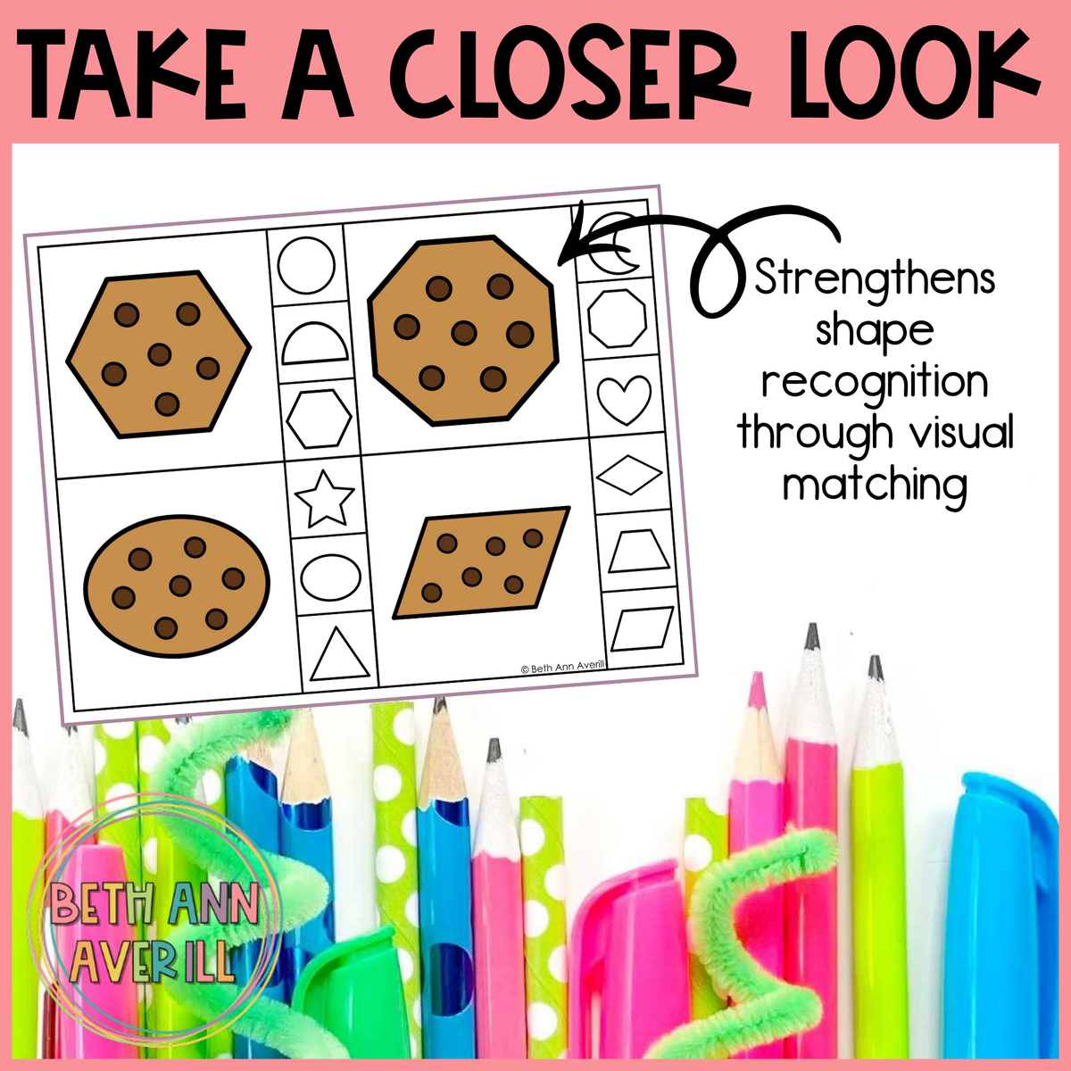 Cookie Shape Matching Clip Cards
