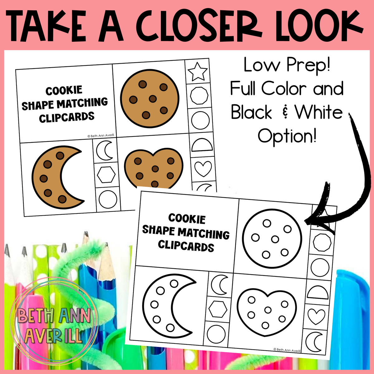 Cookie Shape Matching Clip Cards
