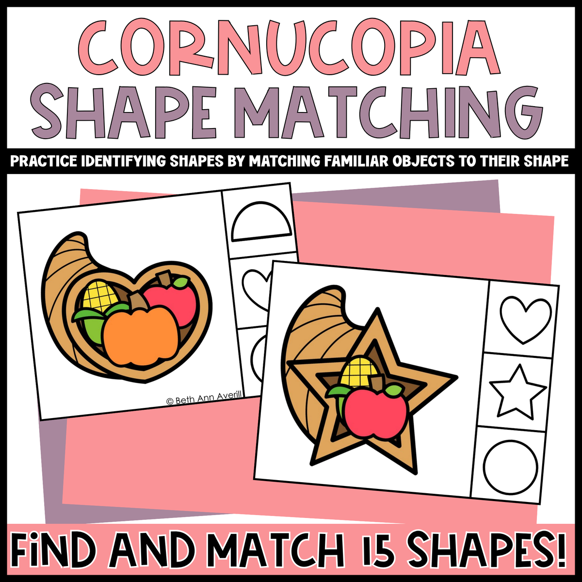 Cornucopia Shape Matching Clip Cards
