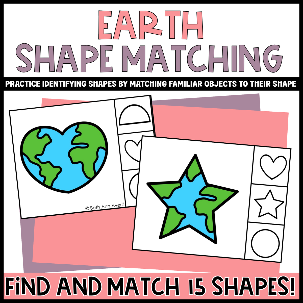 Earth Shape Matching Clip Cards