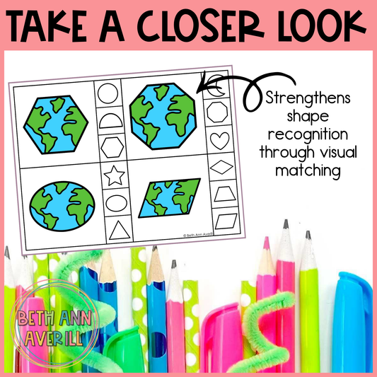 Earth Shape Matching Clip Cards