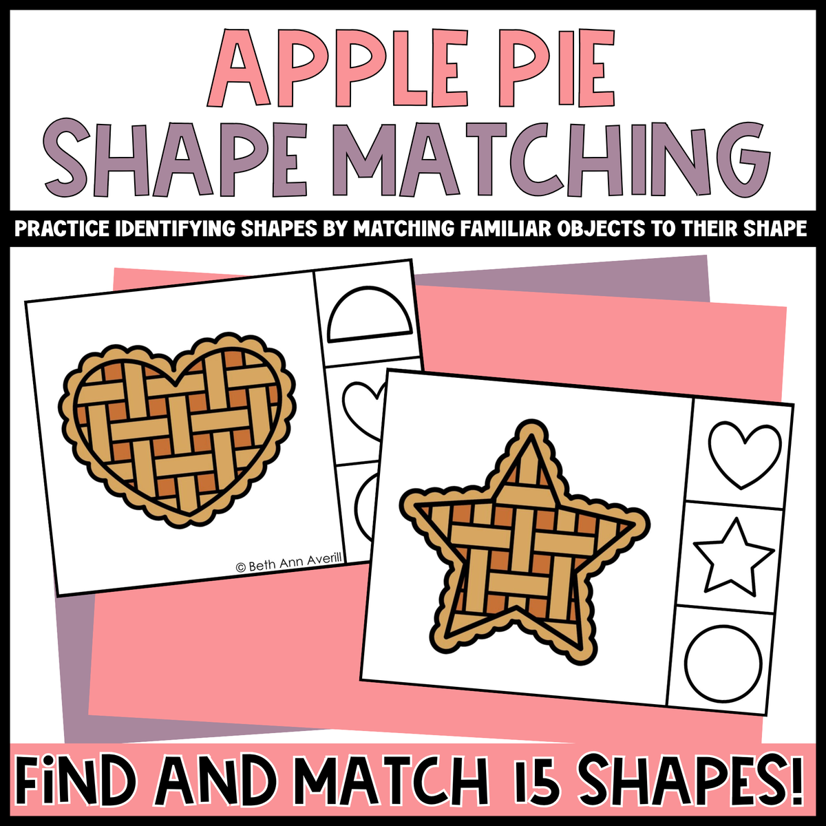 Apple Pie Shape Matching Clip Cards