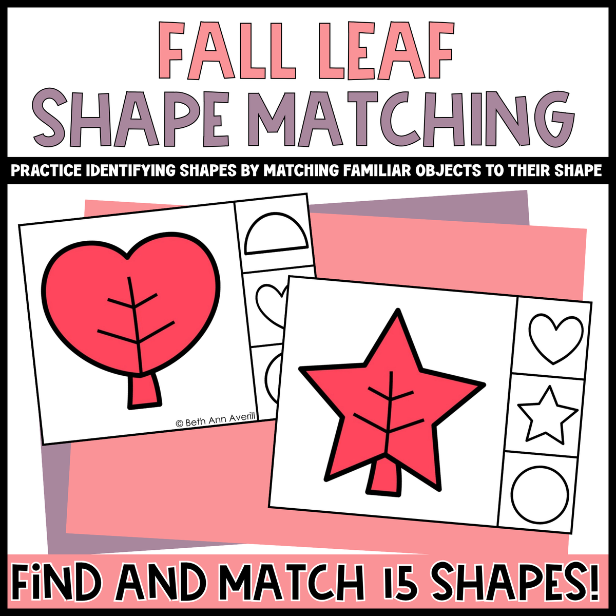 Fall Leaf Shape Matching Clip Cards