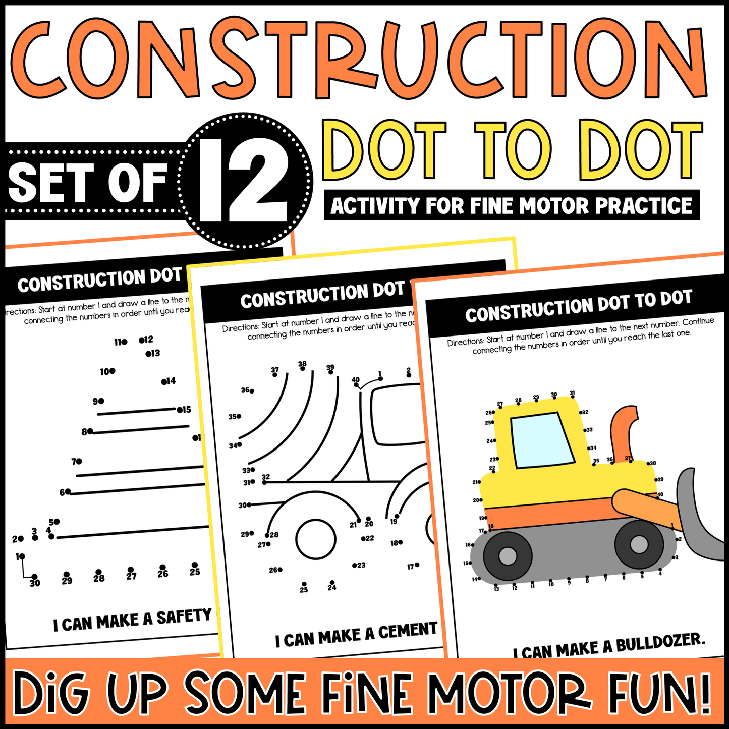 Construction Dot to Dot Activity for Fine Motor Practice