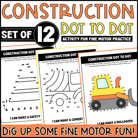 Construction Dot to Dot Activity for Fine Motor Practice
