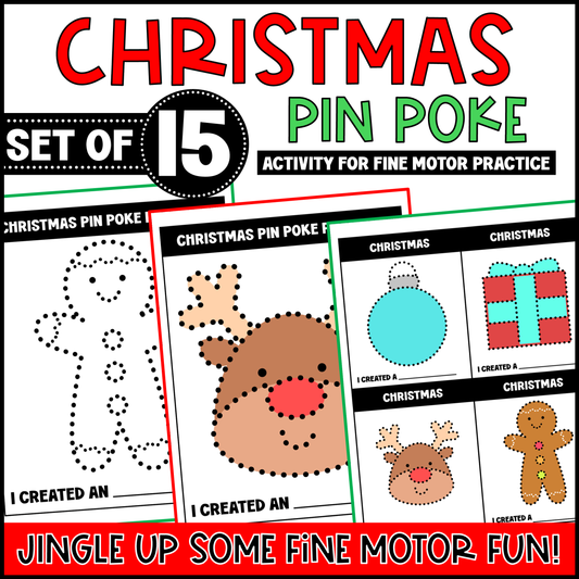 Christmas Push Pin Poke Activity for Fine Motor Practice in December Pokey Pin