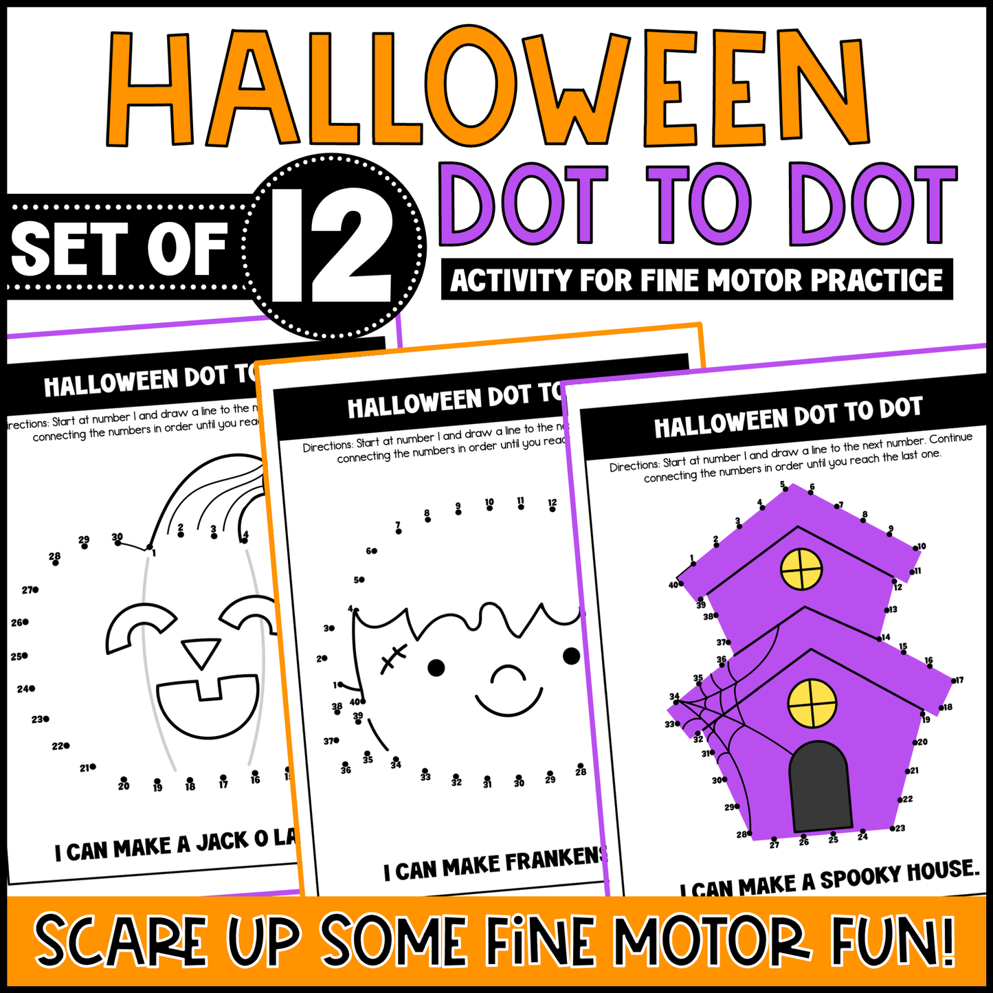 Halloween Dot to Dot Activity for Fine Motor Practice
