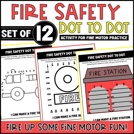Fire Safety Dot to Dot Activity for Fine Motor Practice
