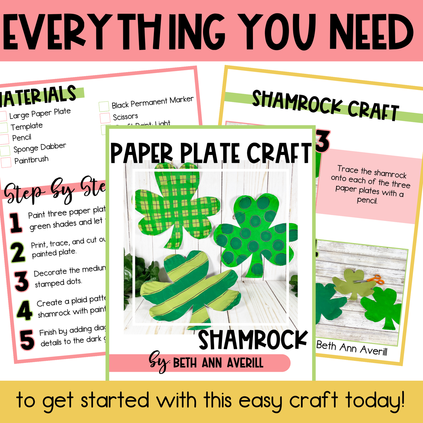Shamrock Craft Paper Plate Craft St. Patrick's Day Craft Shamrock Outline