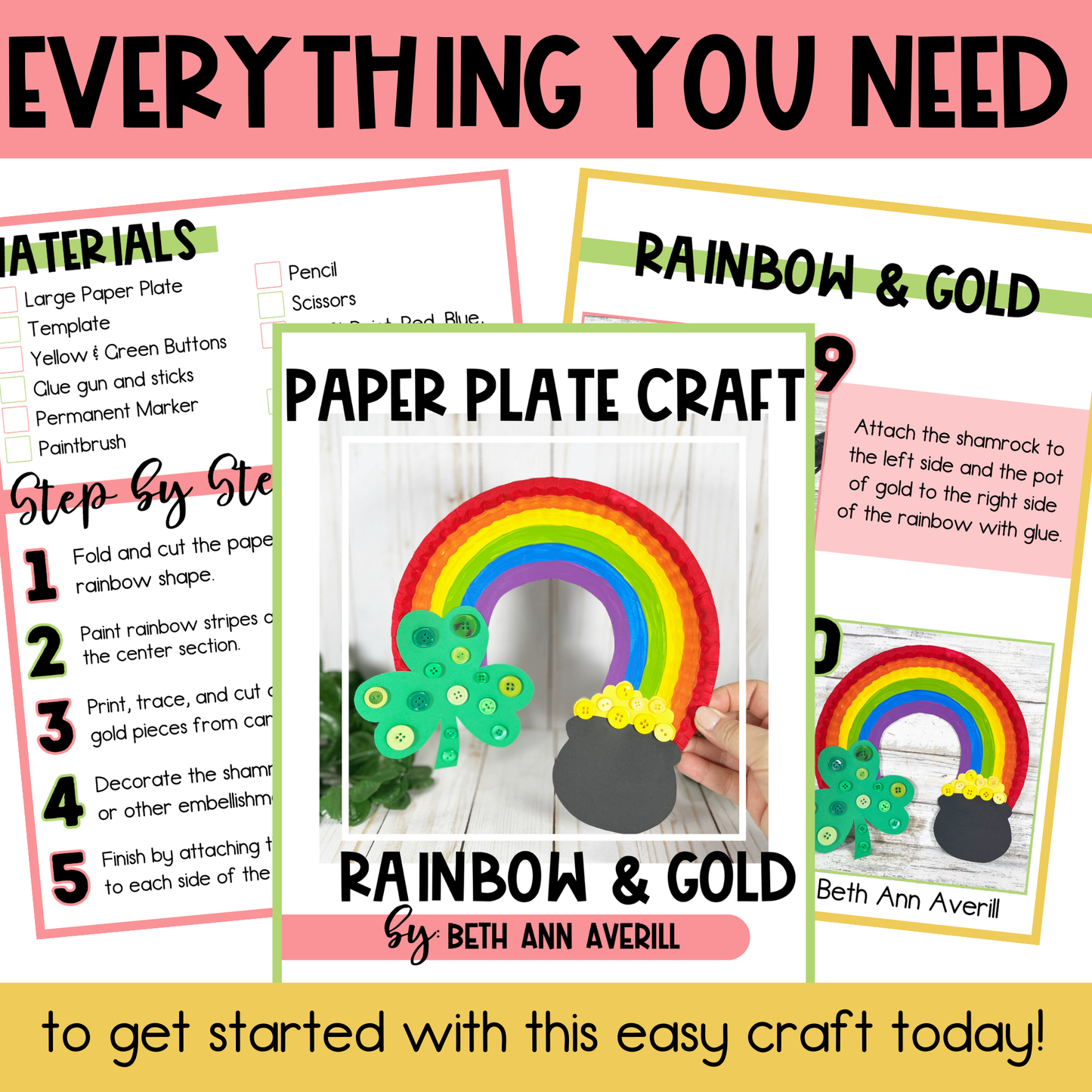 Rainbow and Pot of Gold Paper Plate Craft - St. Patrick's Day Craft