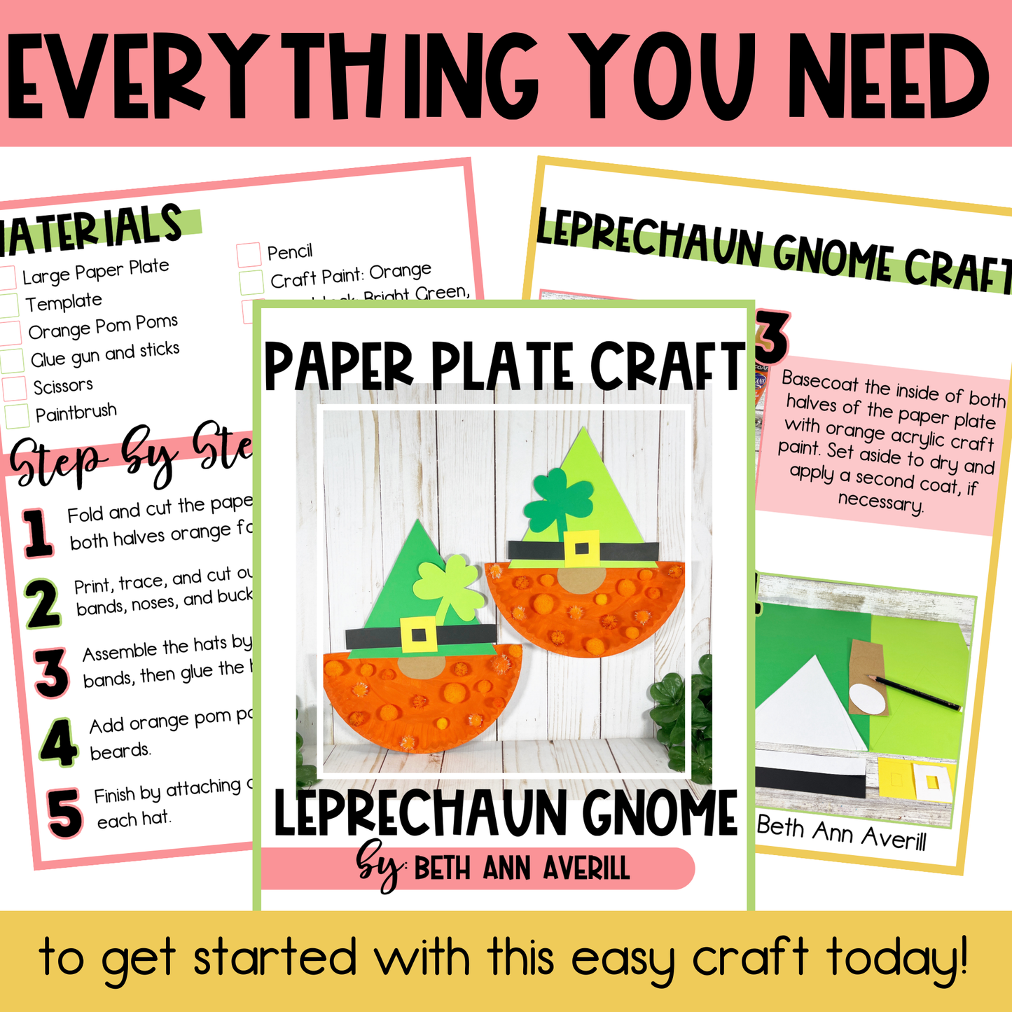 Leprechaun Craft Gnome Paper Plate Craft for St. Patrick's Day Craft Activity