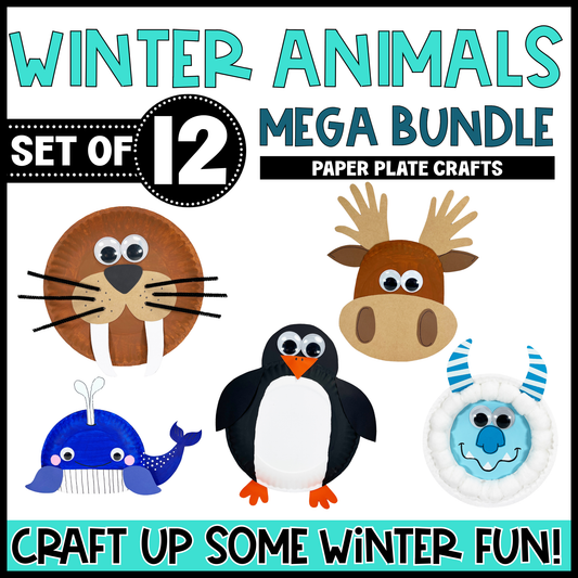 Winter Animal Paper Plate Craft Bundle