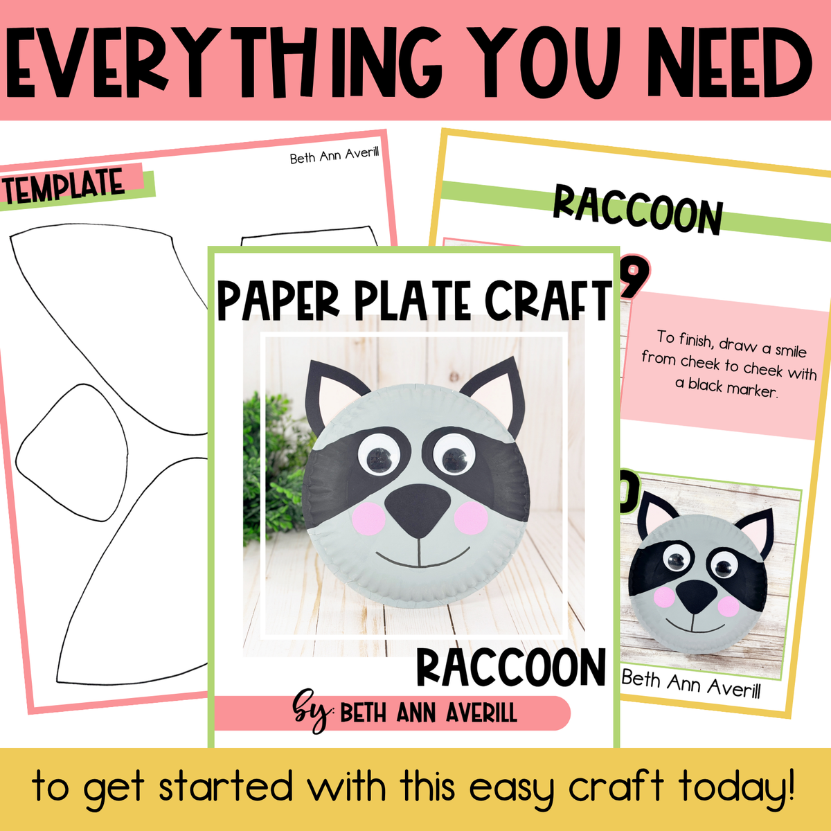 Raccoon Paper Plate Craft | Woodland Crafts | Fine Motor Activity