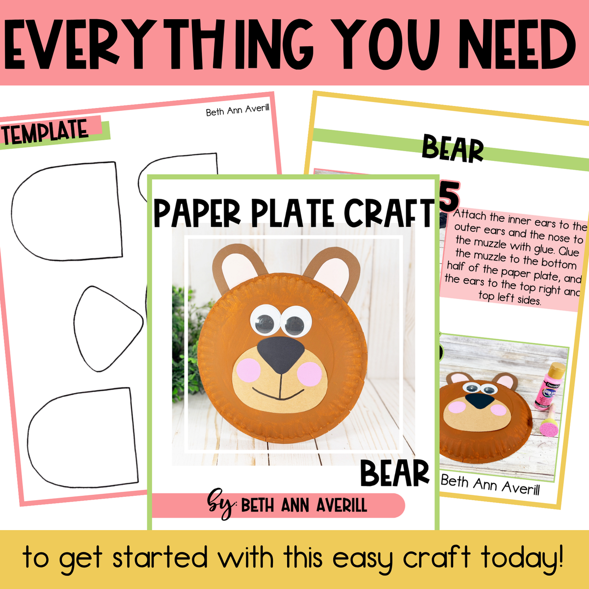 Bear Paper Plate Craft | Woodland Crafts | Fine Motor Activity