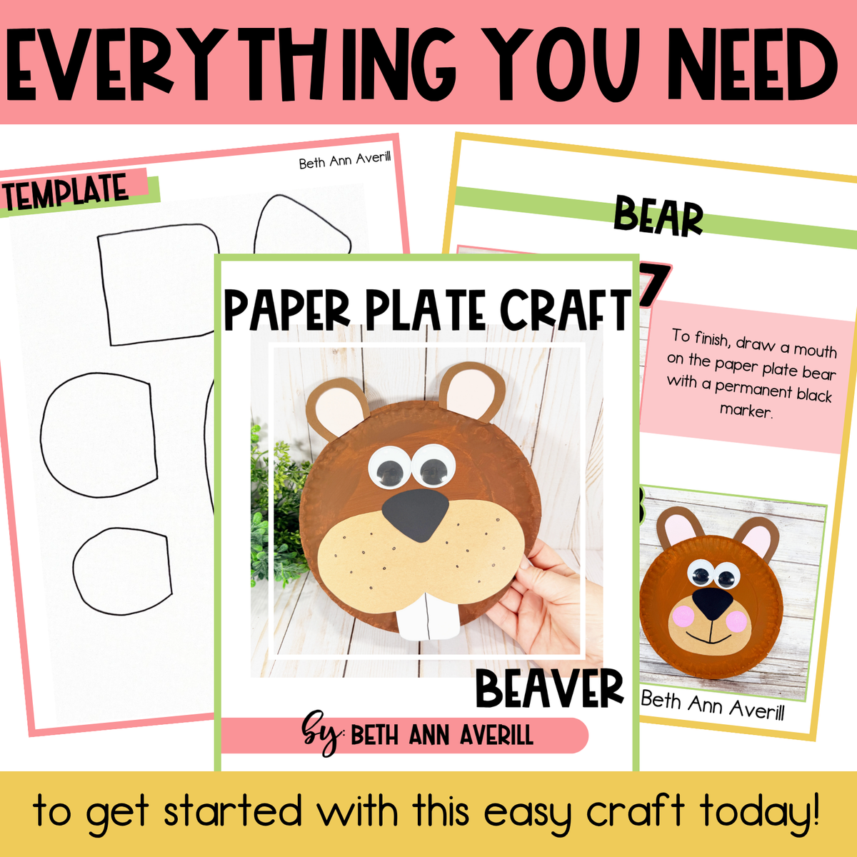 Beaver Paper Plate Craft  | Woodland Crafts | Fine Motor Activity