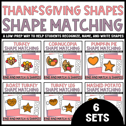 Thanksgiving Shape Matching Clip Cards Bundle