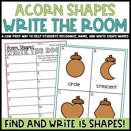 Acorn Shapes Write the Room | 2D Shapes Recognition & Name Writing