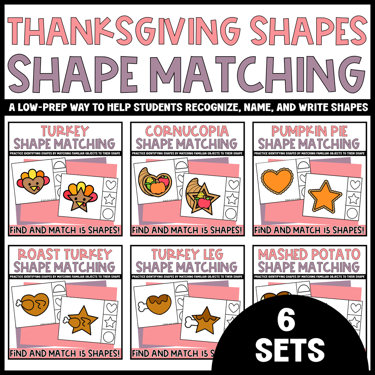 Shape Matching Mega Bundle 70 Themed Shape Matching Clip Card