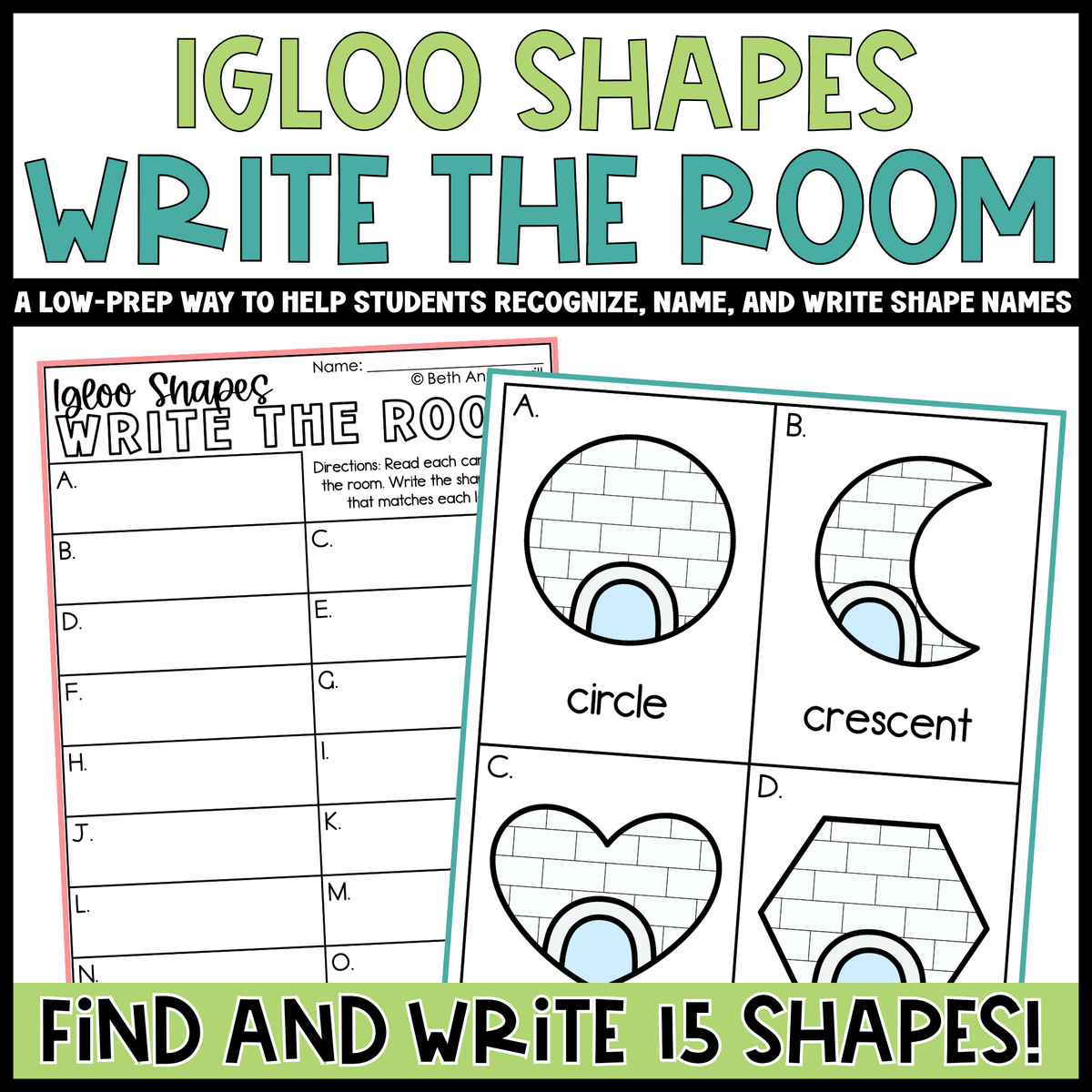 Igloo Shapes Write the Room | 2D Shapes Recognition & Name Writing