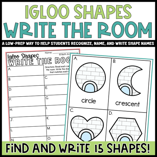 Igloo Shapes Write the Room | 2D Shapes Recognition & Name Writing