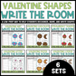 Valentine Shapes Write the Room Bundle | 2D Shapes Recognition & Name Writing