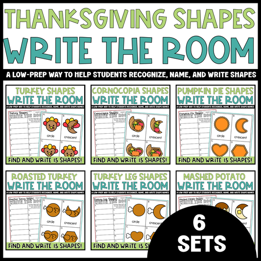 Thanksgiving Shapes Write the Room Bundle | 2D Shapes Recognition & Name Writing