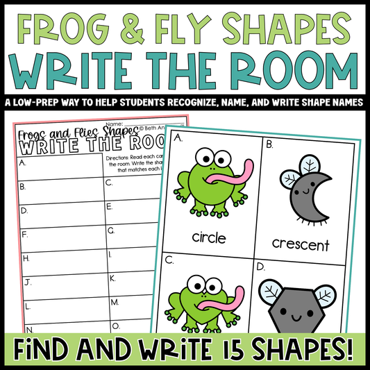 Frogs & Flies Shapes Write the Room | 2D Shapes Recognition & Name Writing