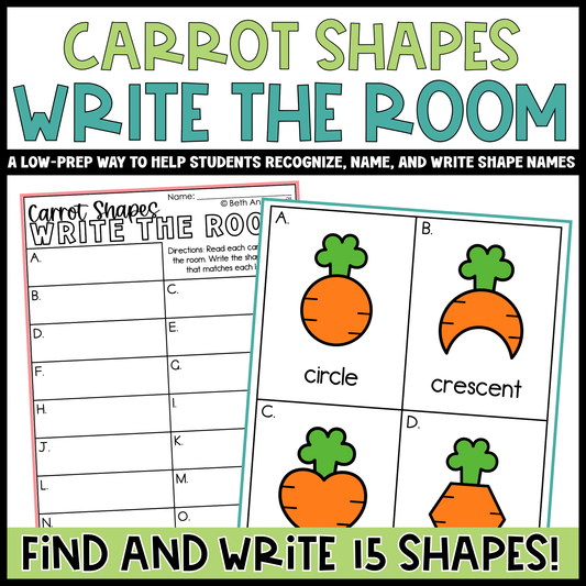 Carrot Shapes Write the Room | 2D Shapes Recognition & Name Writing