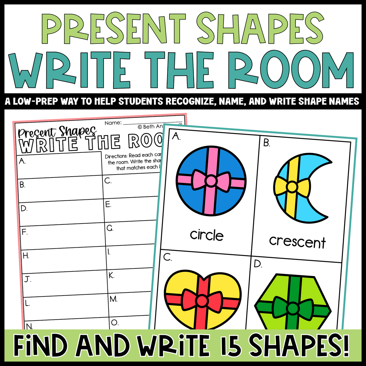Present Shapes Write the Room | 2D Shapes Recognition & Name Writing