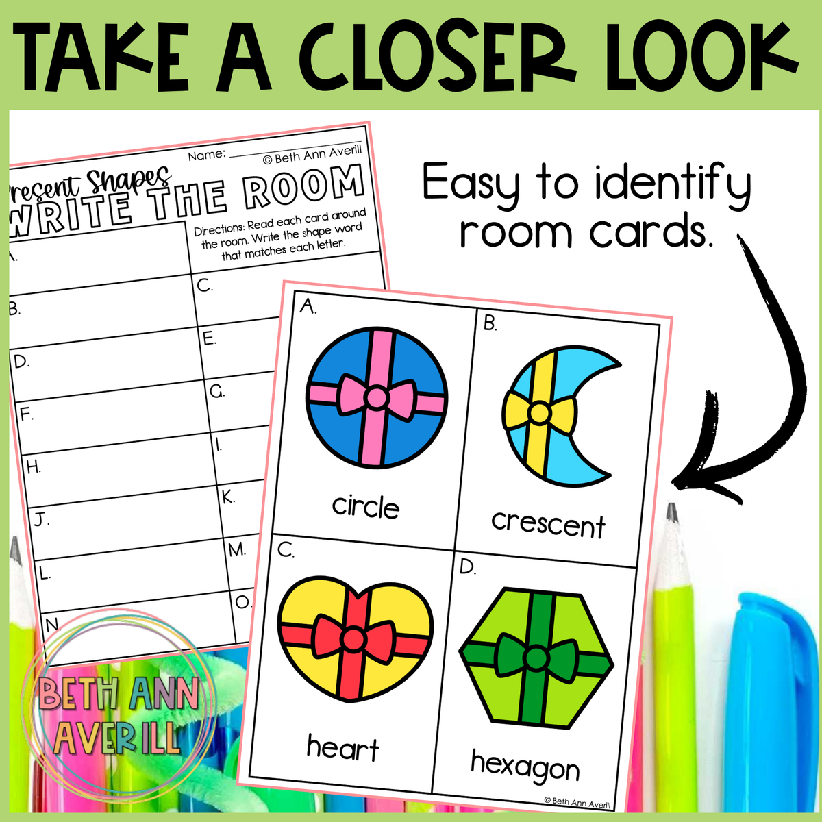 Present Shapes Write the Room | 2D Shapes Recognition & Name Writing