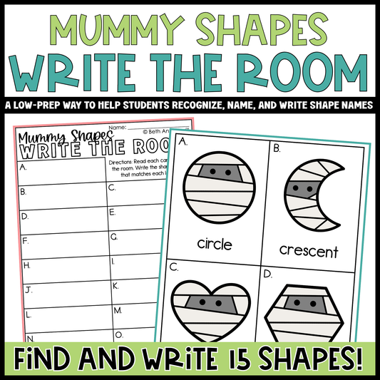 Mummy Shapes Write the Room | 2D Shapes Recognition & Name Writing