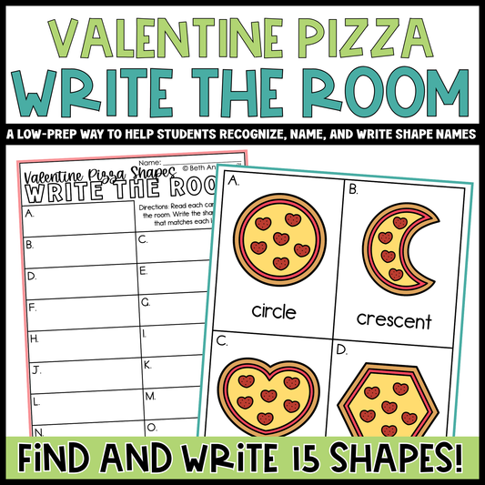 Pizza Shapes Write the Room | 2D Shapes Recognition & Name
