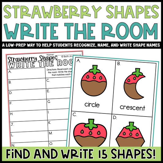 Chocolate Strawberries Shapes Write the Room | 2D Shapes Recognition & Name