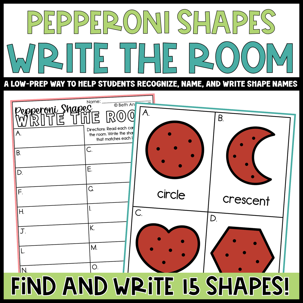 Pepperoni Shapes Write the Room | 2D Shapes Recognition & Name