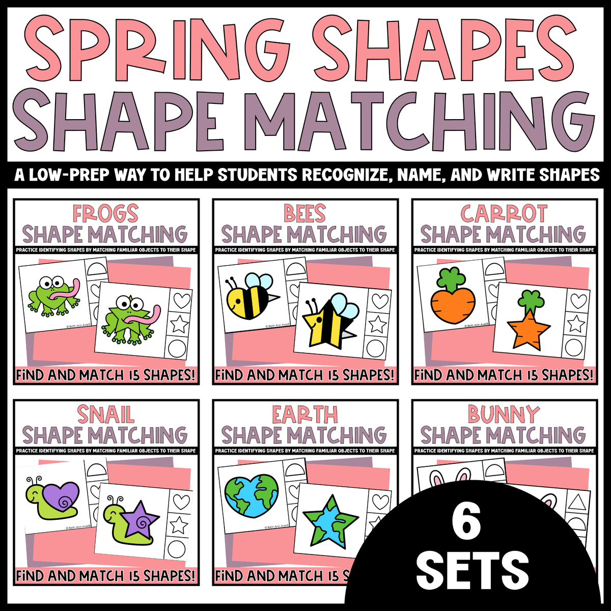 Shape Matching Mega Bundle 70 Themed Shape Matching Clip Card