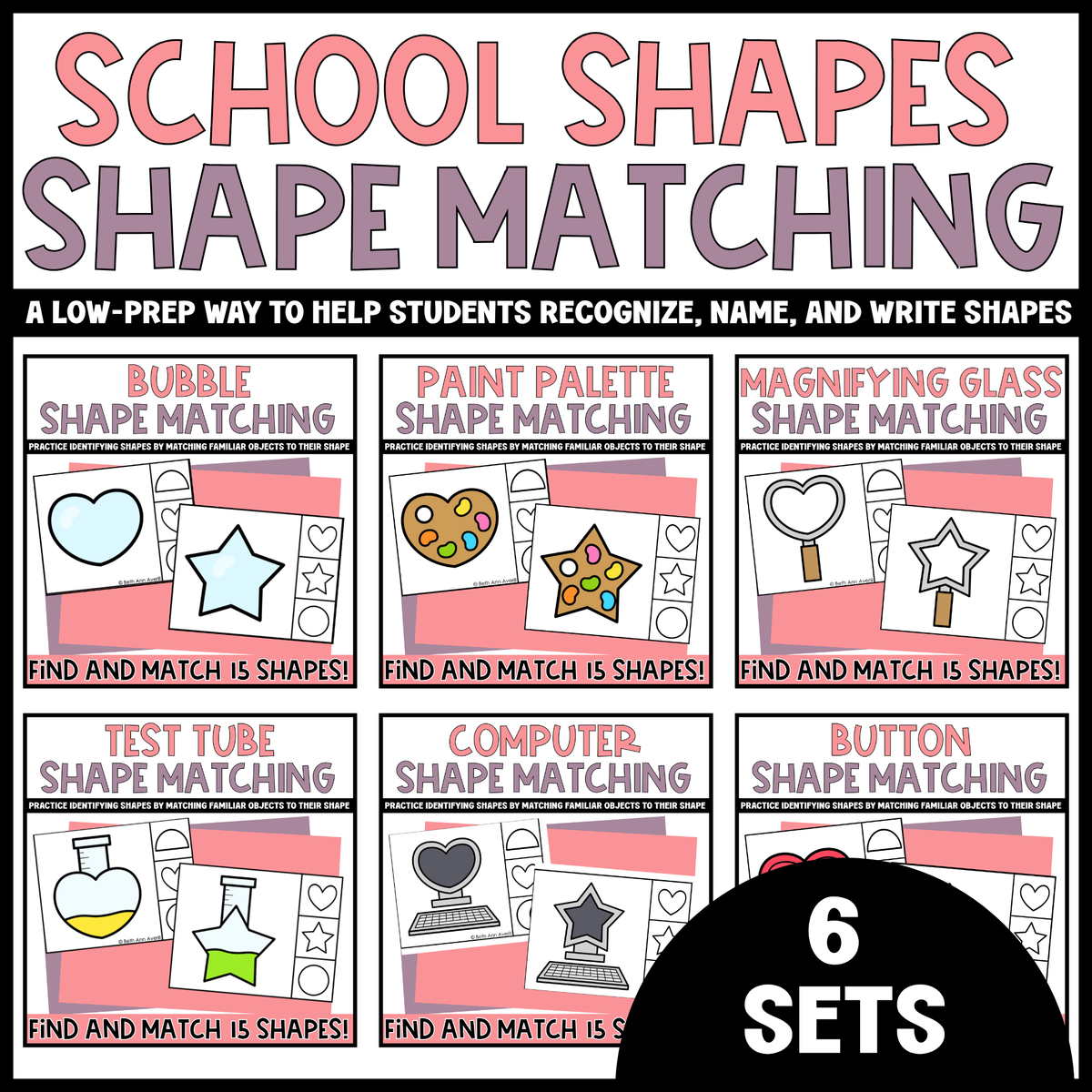 School Shape Matching Clip Card Bundle (Back to School)