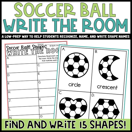 Soccer Ball Shapes Write the Room | 2D Shapes Recognition & Name Writing