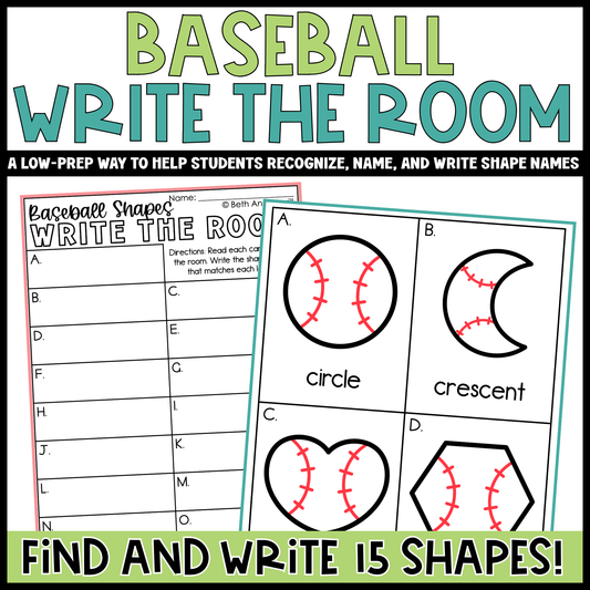 Baseball Shapes Write the Room | 2D Shapes Recognition & Name Writing