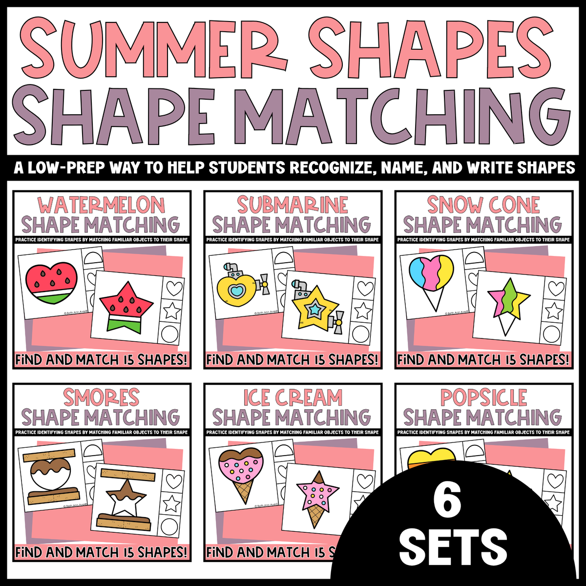 Shape Matching Mega Bundle 70 Themed Shape Matching Clip Card