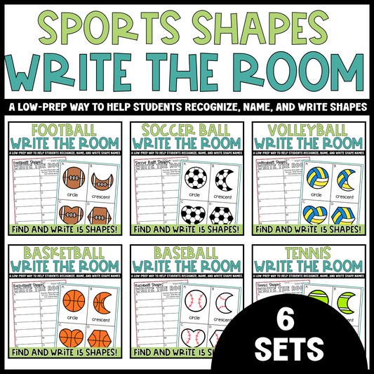 Sports Shapes Write the Room Bundle | 2D Shapes Recognition & Name Writing