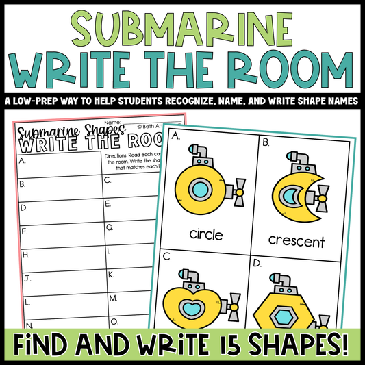 Submarine Shapes Write the Room | 2D Shapes Recognition & Name Writing