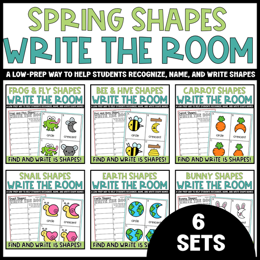Spring Shapes Write the Room Bundle | 2D Shapes Recognition & Name Writing