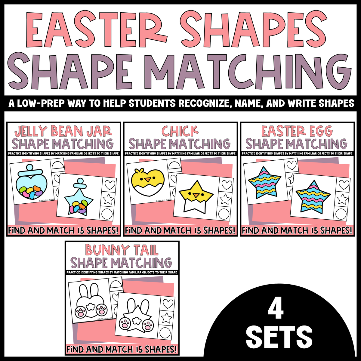 Easter Shape Matching Clip Cards Bundle