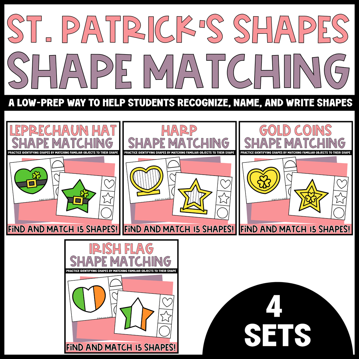 Shape Matching Mega Bundle 70 Themed Shape Matching Clip Card